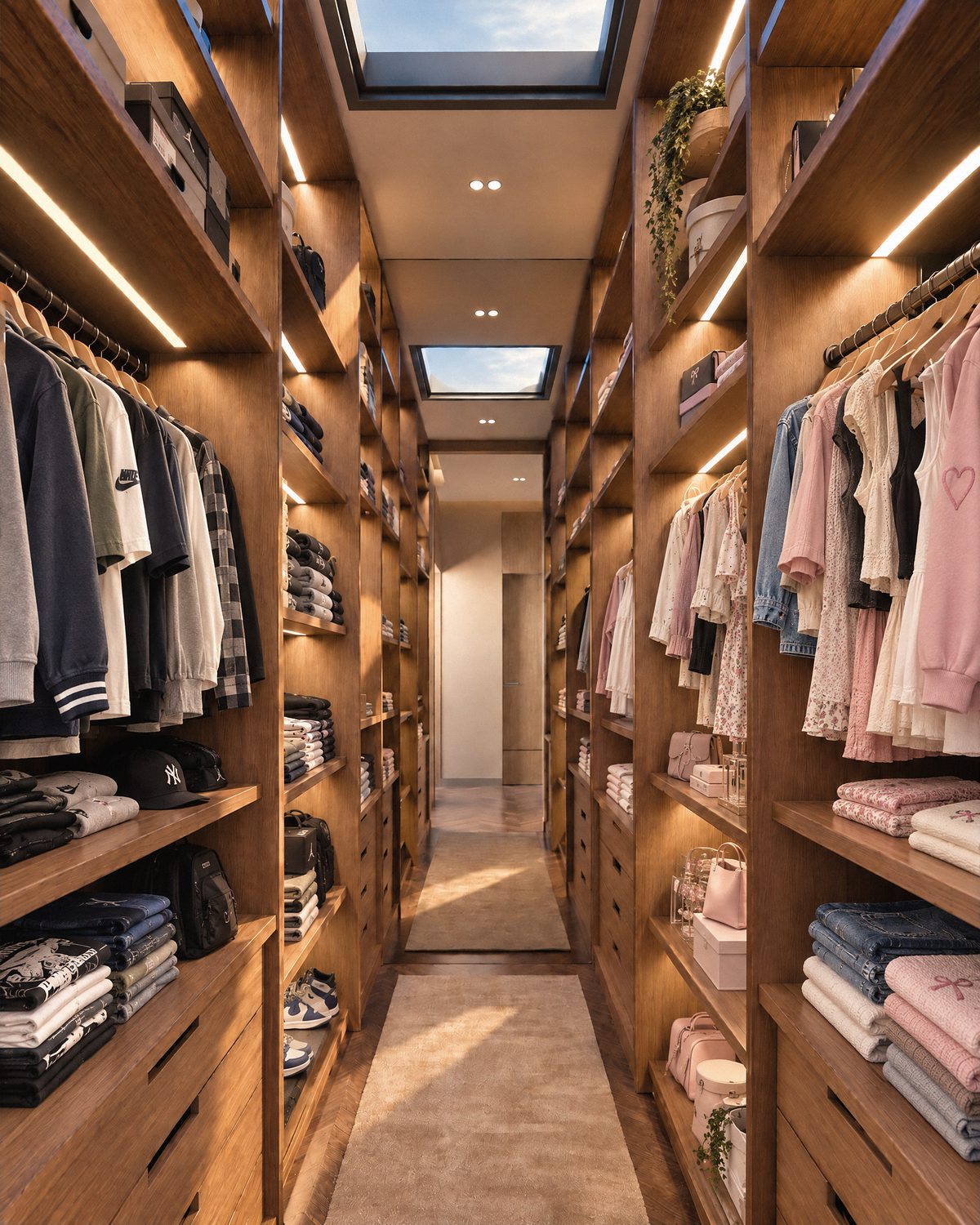 Dressing de la chambre d’enfant d’une villa Eleven Park, sous des verrières
