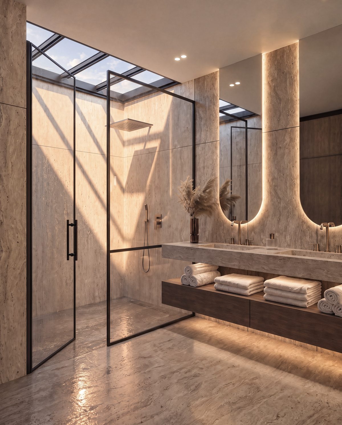 Salle de bain de la chambre d’enfant d’une villa Eleven Park, douche sous verrière